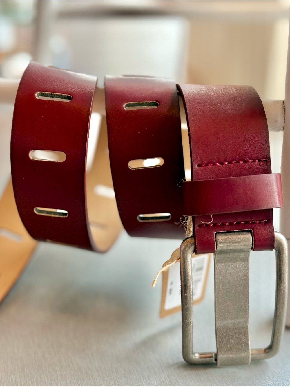 NWT Statement Boutique Belt in a rich burgundy/crimson red